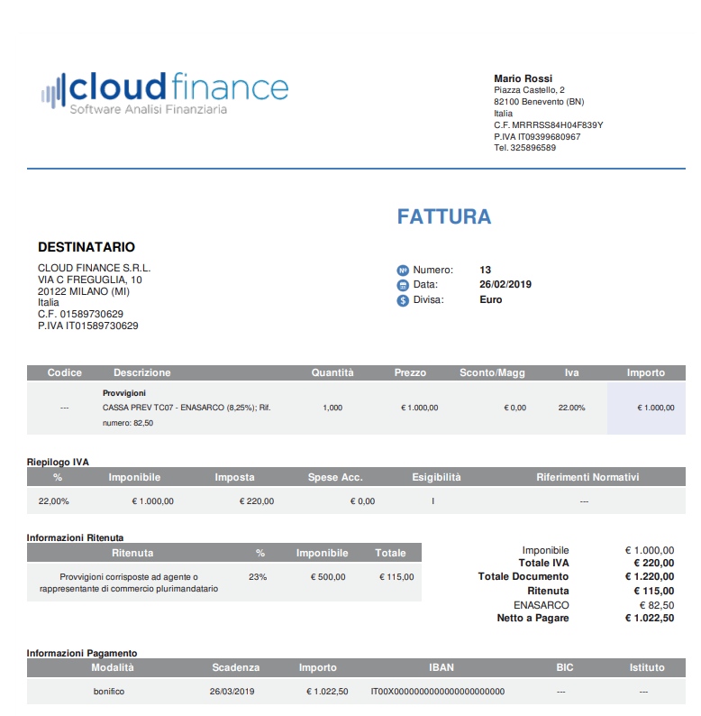 Emettere Una Fattura Con Enasarco Guida Online Cloud Finance 8384